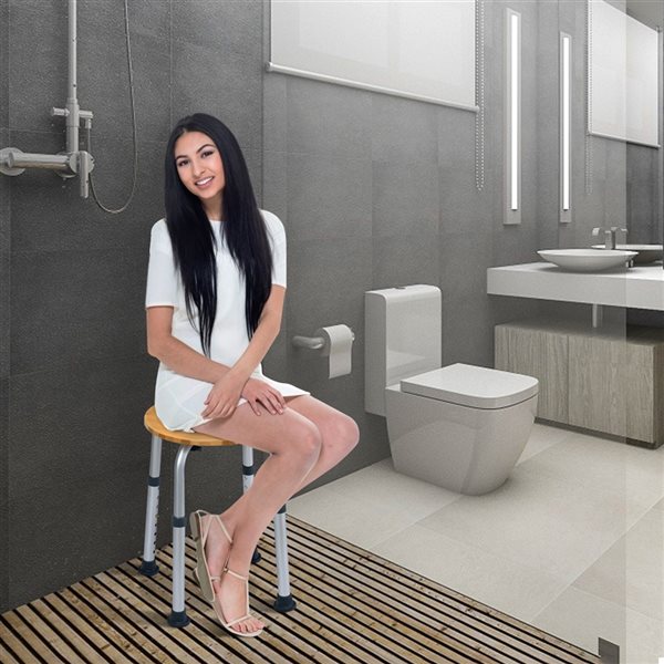 Costway 14-in to 21-in High Bamboo Freestanding Shower Seat