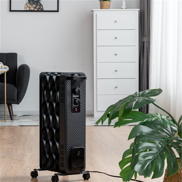 COSTWAY 1500W Oil-Filled Heater Portable Radiator Space Heater w/Adjustable  Thermostat EP24918US-BK | RONA