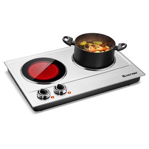 Costway 13-in 2-Burner Stainless Steel Electric Hot Plate