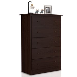 Costway 16-in x 31.5-in x 45.5-in Espresso Dresser with 5 Drawers