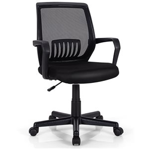 Costway Contemporary Ergonomic Adjustable Height Mid-Back Swivel Task Chair in Black