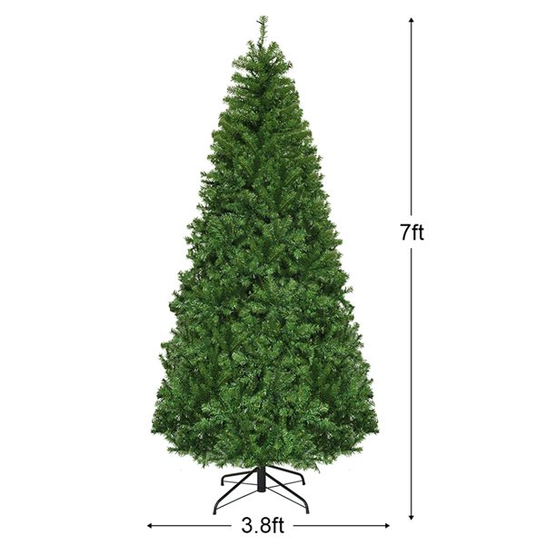 Costway 7-ft Pre-Lit Artificial Christmas Tree Premium Hinged with 500 LED Lights and Stand