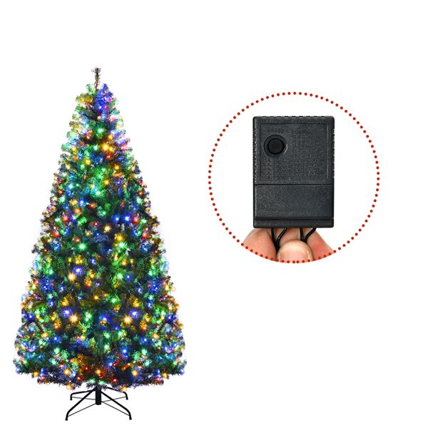 Costway 7-ft Pre-Lit Artificial Christmas Tree Premium Hinged with 500 LED Lights and Stand