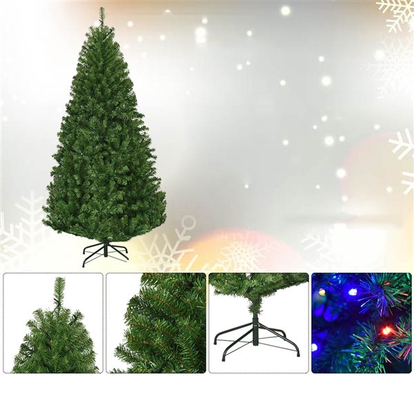 Costway 6-ft Pre-Lit Artificial Christmas Tree Premium Hinged with 350 LED Lights and Stand
