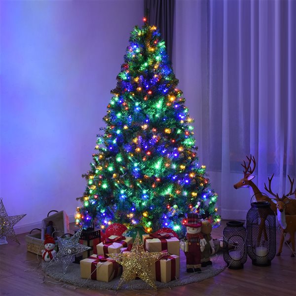 Costway 6-ft Pre-Lit Artificial Christmas Tree Premium Hinged with 350 LED Lights and Stand