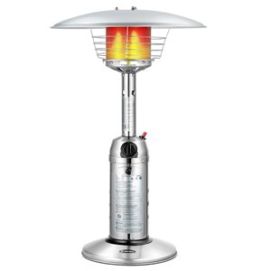 Costway 11000-BTU Silver Stainless Steel Floorstanding Liquid Propane Patio Heater