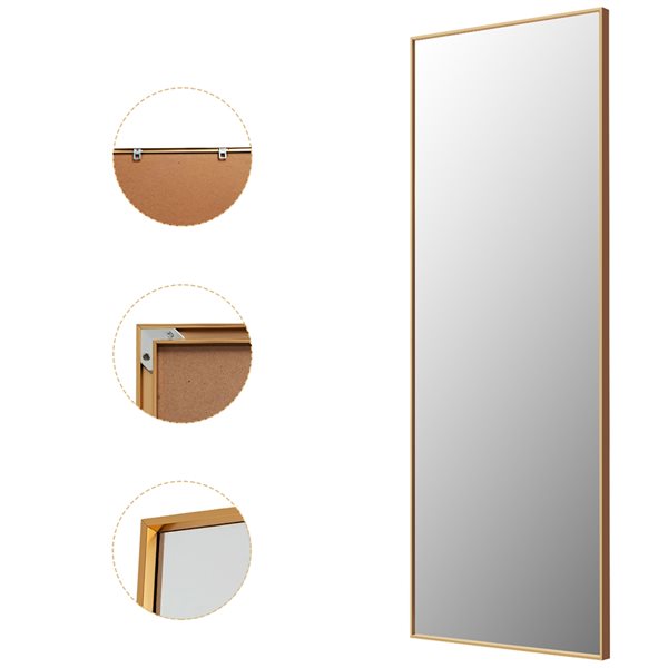 Costway 59-in x 22-in Rectangle Floor Mirror with Gold Frame