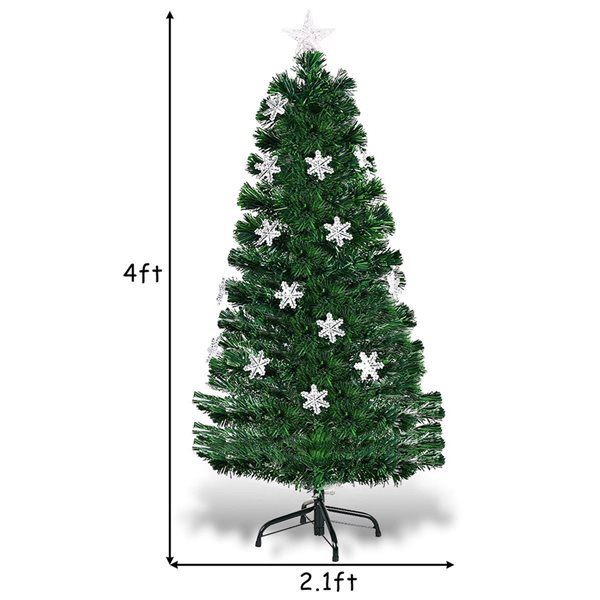 Costway 4-ft Pre-Lit Fibre Optic Artificial Christmas Tree with Lights Snowflakes