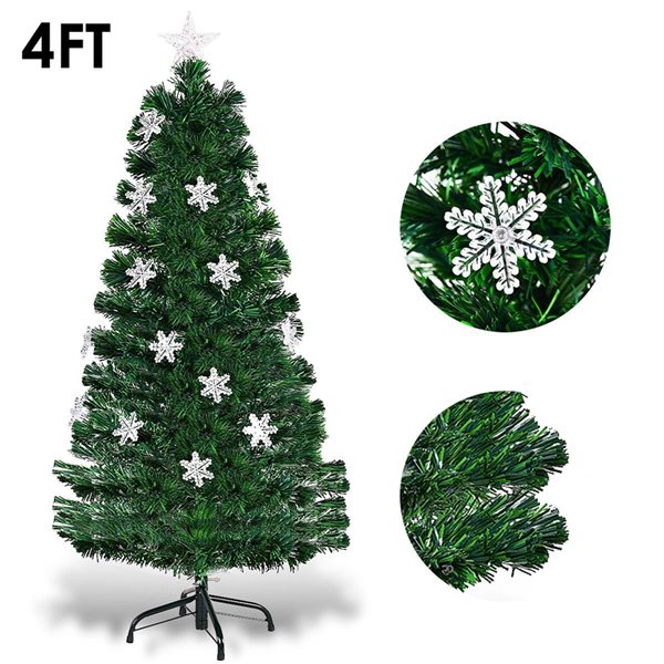 Costway 4-ft Pre-Lit Fibre Optic Artificial Christmas Tree with Lights Snowflakes