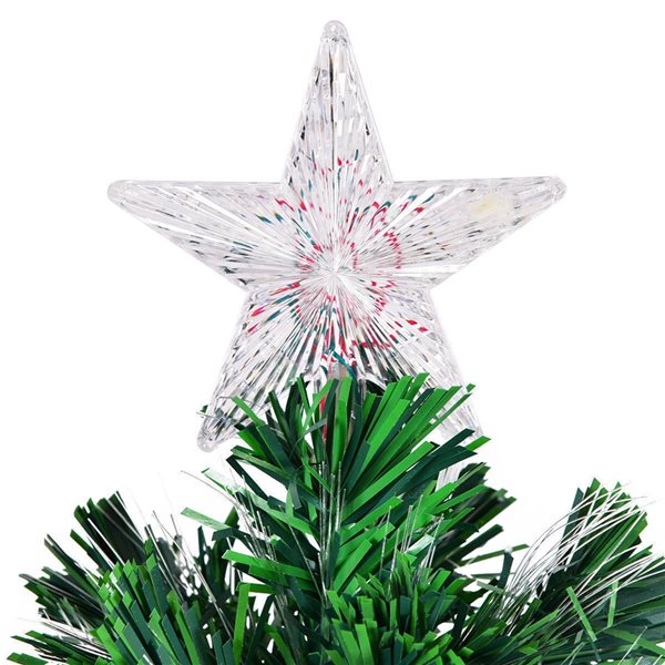 Costway 4-ft Pre-Lit Fibre Optic Artificial Christmas Tree with Lights Snowflakes