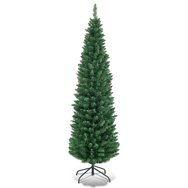 Costway 6-ft PVC Artificial Pencil Christmas Tree Slim with Stand Home Holiday Decor Green