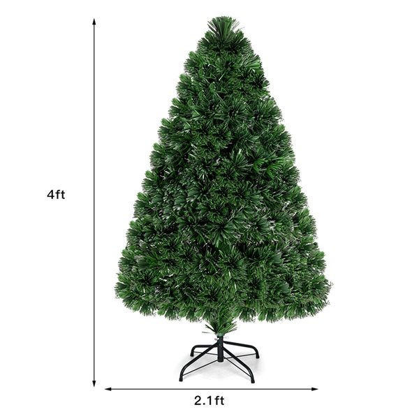 Costway 4-ft Pre-Lit Fibre Optic Artificial PVC Christmas Tree with Metal Stand