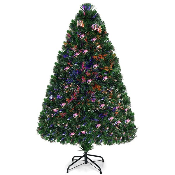 Costway 4-ft Pre-Lit Fibre Optic Artificial PVC Christmas Tree with Metal Stand