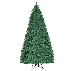 Costway 8-ft Pre-Lit Hinged PVC Artificial Christmas Tree with 430 LED Lights and Stand Green