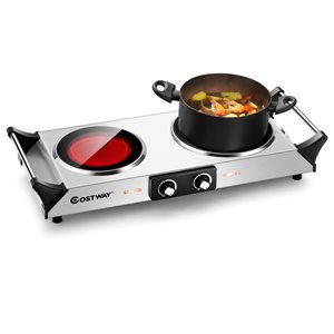 Costway 9-in 2-Burner Stainless Steel Electric Hot Plate