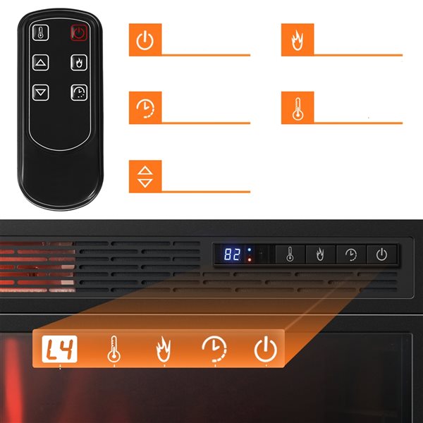 Costway 28-in W Black Metal Freestanding and Recessed Infrared Quartz Electric Fireplace