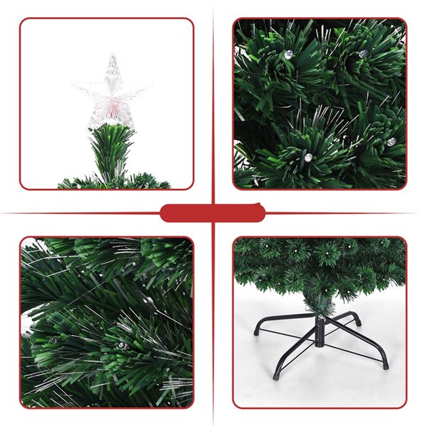 Costway 5-ft Pre-Lit Artificial Christmas Tree Fibre Optic with Multicolour LED Lights and Stand