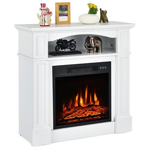 Costway 32-in W White MDF Fan-Forced Electric Fireplace