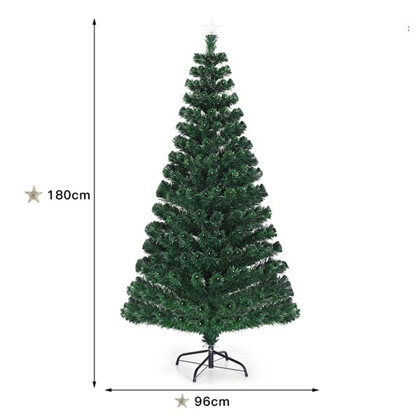 Costway 6-ft Pre-Lit Artificial Christmas Tree Fibre Optic with 230 LED Lights and Top