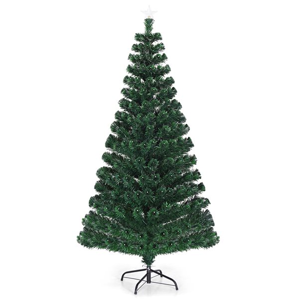 Costway 6-ft Pre-Lit Artificial Christmas Tree Fibre Optic with 230 LED Lights and Top