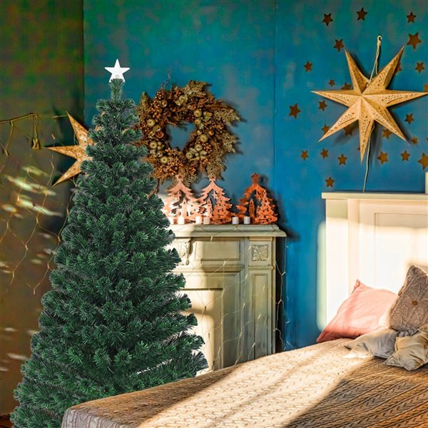 Costway 6-ft Pre-Lit Artificial Christmas Tree Fibre Optic with 230 LED Lights and Top