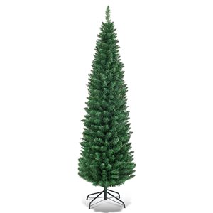 Costway 5-ft PVC Artificial Pencil Christmas Tree Slim with Stand Home Holiday Decor Green