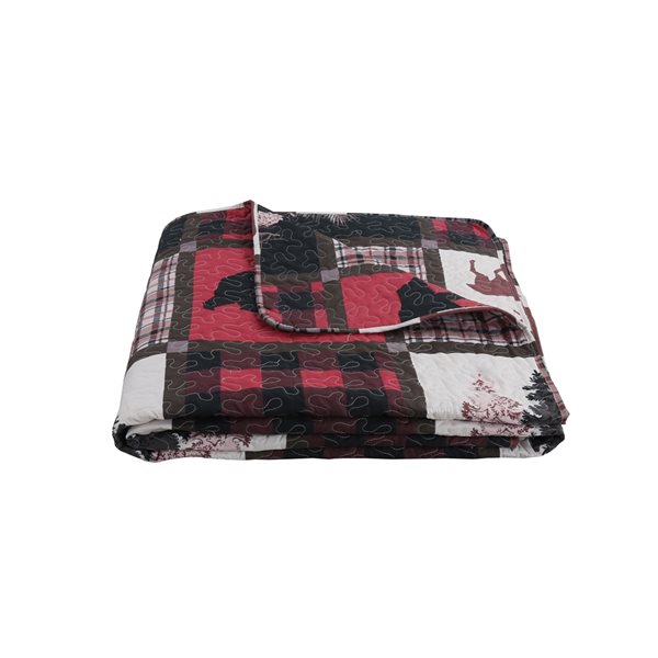 Ens. de courtepointe à carreaux Marina Decoration pour très grand lit en microfibre rouge avec rembourrage en polyester, 3 mcx