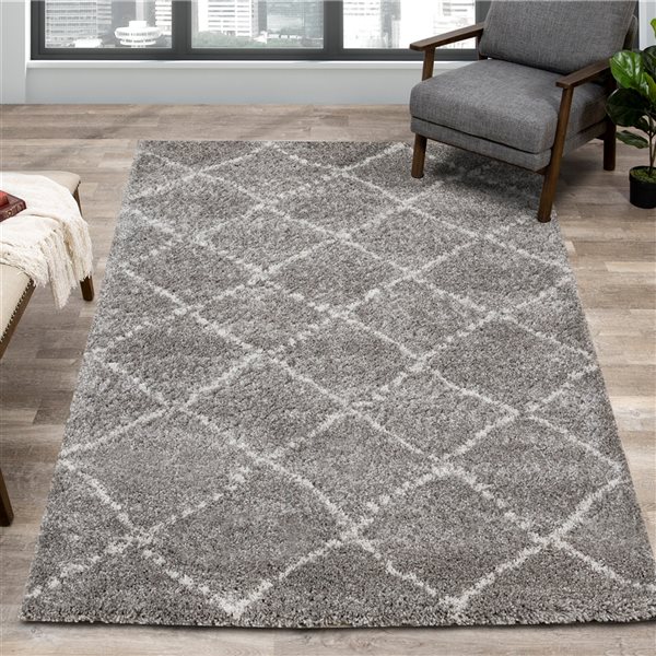 Kalora Maroq 6-ft x 8-ft Grey Rectangular Indoor Geometric Southwestern ...