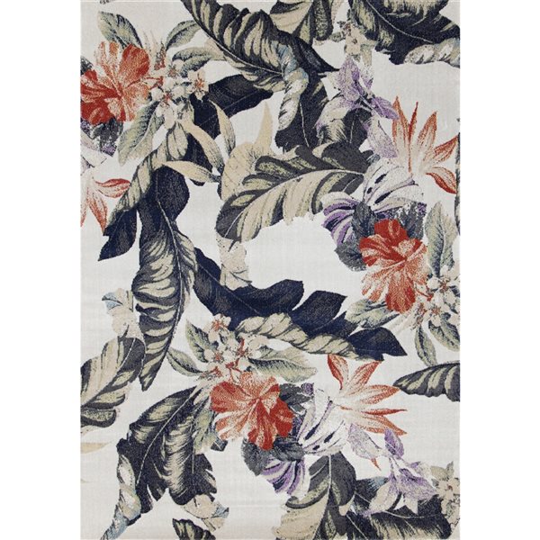 Kalora Sara 6-ft x 8-ft Cream Rectangular Indoor/Outdoor Floral ...