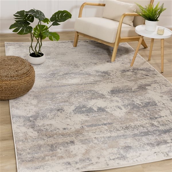 Kalora Alida 2-ft x 4-ft Cream Rectangular Indoor Distressed/Overdyed ...