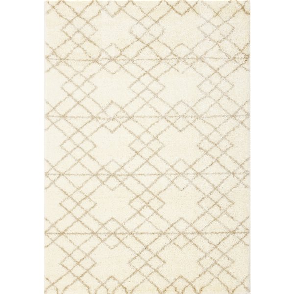 Kalora Fergus 3ft x 5ft White Rectangular Indoor Geometric Mid