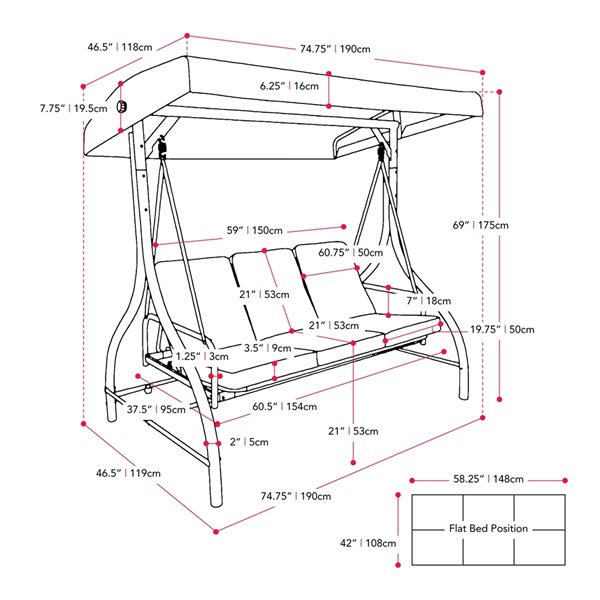 Balançoire de patio convertible bleu marine de  CorLiving avec auvent