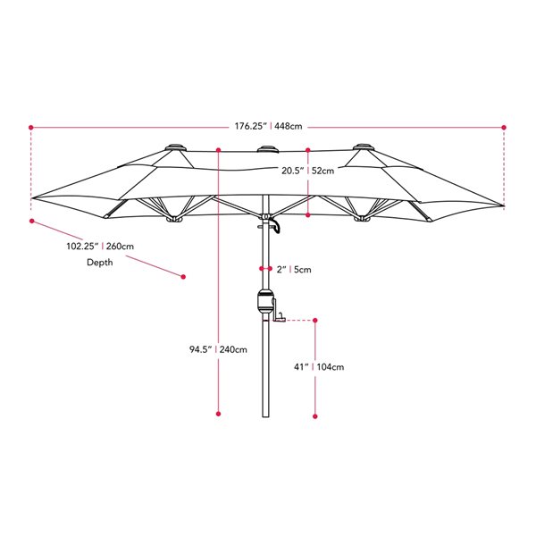 CorLiving 15-ft Black UV Resistant Double Patio Umbrella