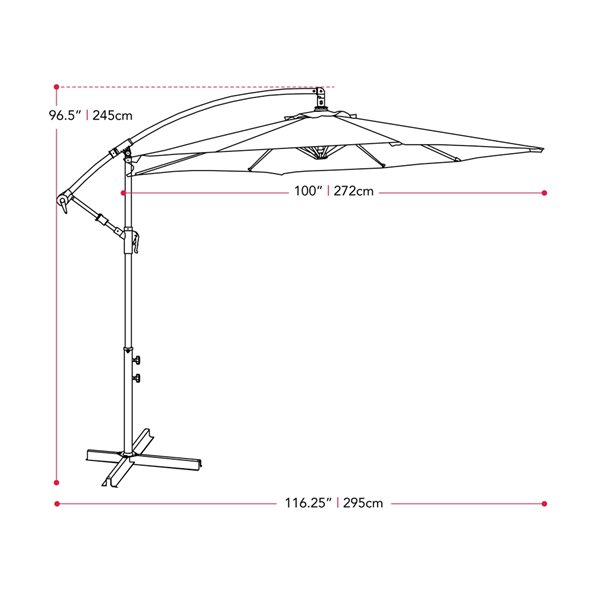 Parasol de patio suspendu inclinable CorLiving de 9 pi, noir