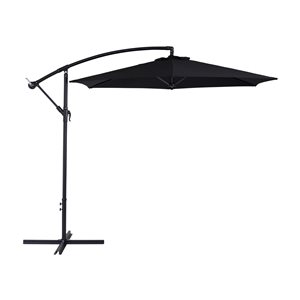 Parasol de patio suspendu inclinable CorLiving de 9 pi, noir