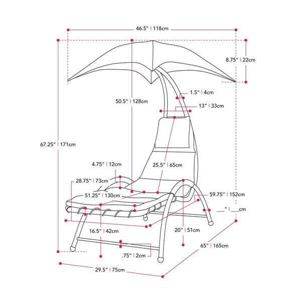 Chaise longue CorLiving grise avec auvent