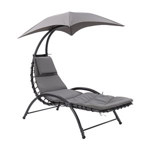 CorLiving Grey Lounge Chair with Canopy