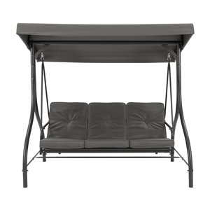 CorLiving Convertible Patio Swing with Canopy - Grey