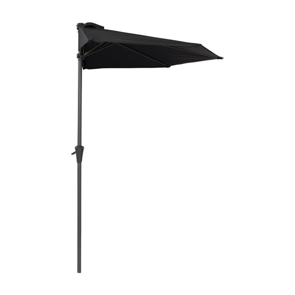 CorLiving 8.5-ft Black UV Resistant Half Umbrella