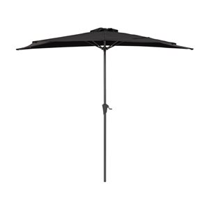 Demi-parasol CorLiving 8,5 pi noir résistant aux rayons UV