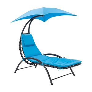 Chaise longue CorLiving bleue avec auvent