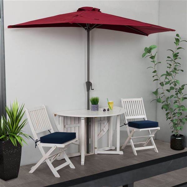 Demi-parasol CorLiving de 8,5 pi rouge rubis résistant aux rayons UV