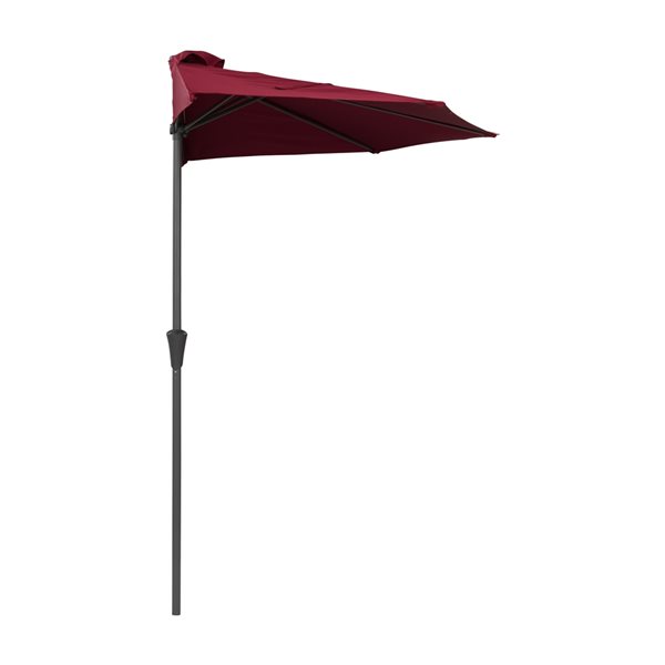 Demi-parasol CorLiving de 8,5 pi rouge rubis résistant aux rayons UV