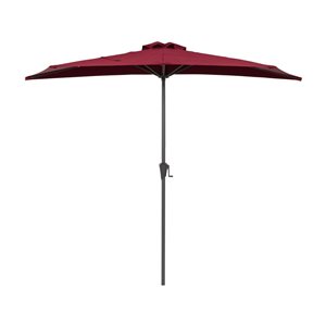 Demi-parasol CorLiving de 8,5 pi rouge rubis résistant aux rayons UV