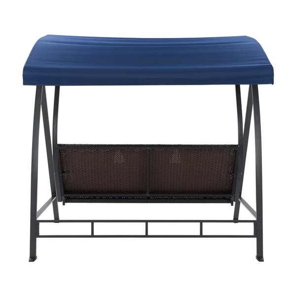 CorLiving 3-Seat Patio Cushioned Swing with Canopy - Navy Blue