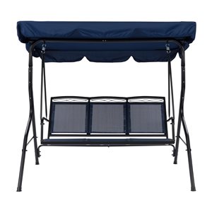 CorLiving 3-Seat Patio Swing with Canopy - Navy Blue