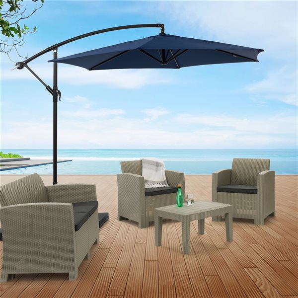 Parasol de patio suspendu inclinable bleu marine de 9 pi de CorLiving