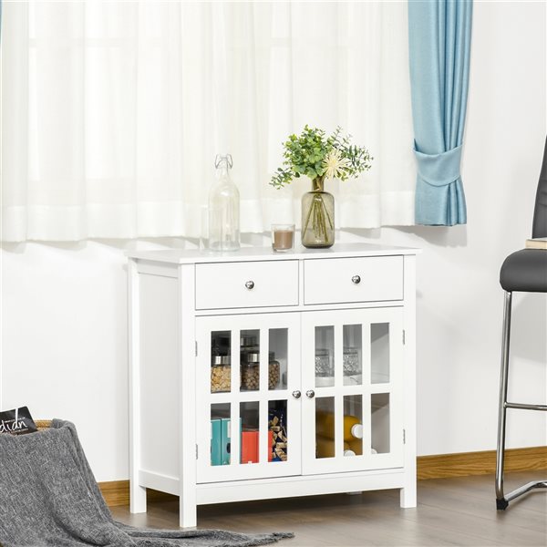 HomCom White Composite Sideboard