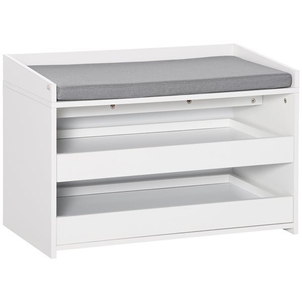 HomCom 31.5-in Modern White/Grey MDF Storage Bench 837-248V00WT | RONA