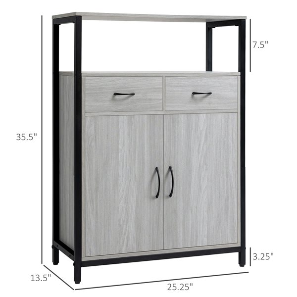 HomCom Light Grey MDF/Metal Storage Cabinet